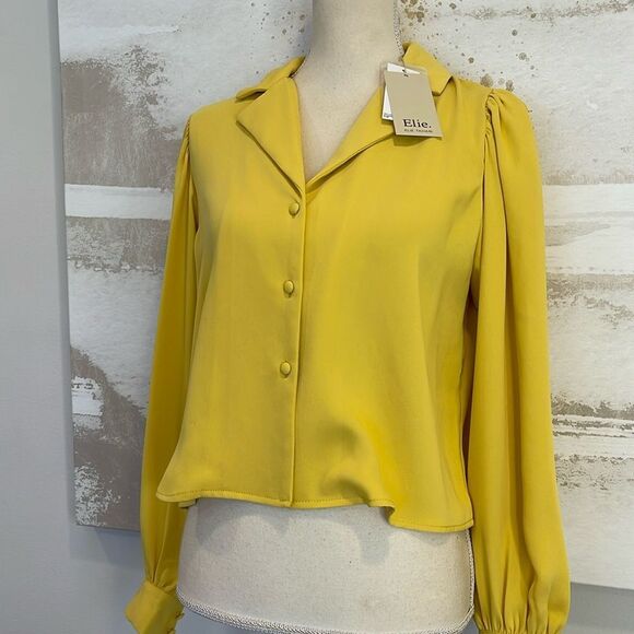 Elie Tahari Gold/Yellow Collared Blouse (NWT) - Picture 1 of 5